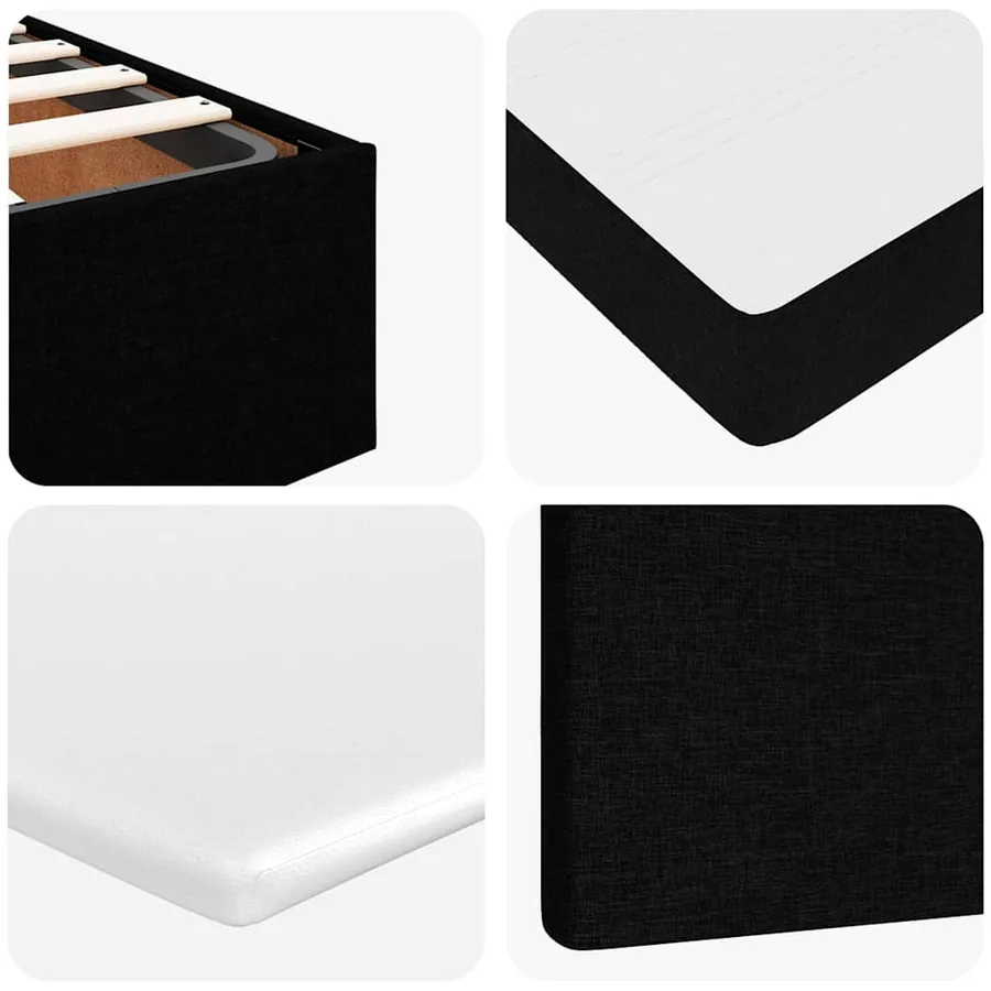 Cadre de lit ottoman avec matelas noir 90x190 cm tissu - 16
