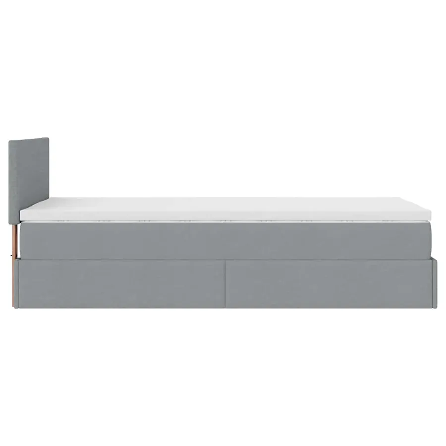 Cadre de lit ottoman et matelas gris clair 90x190 cm tissu - 10