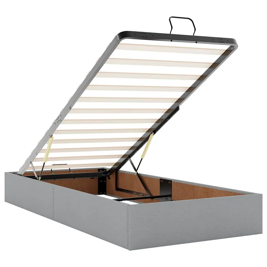 Cadre de lit ottoman et matelas gris clair 90x190 cm tissu - 12
