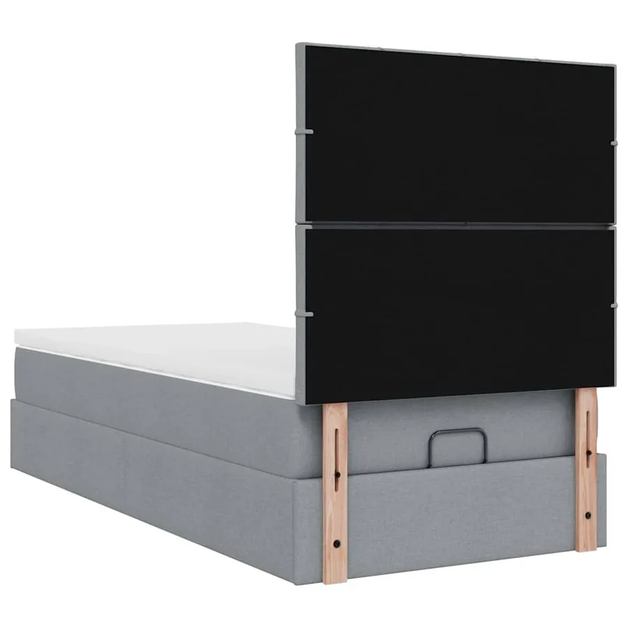 Cadre de lit ottoman et matelas gris clair 90x190 cm tissu - 12