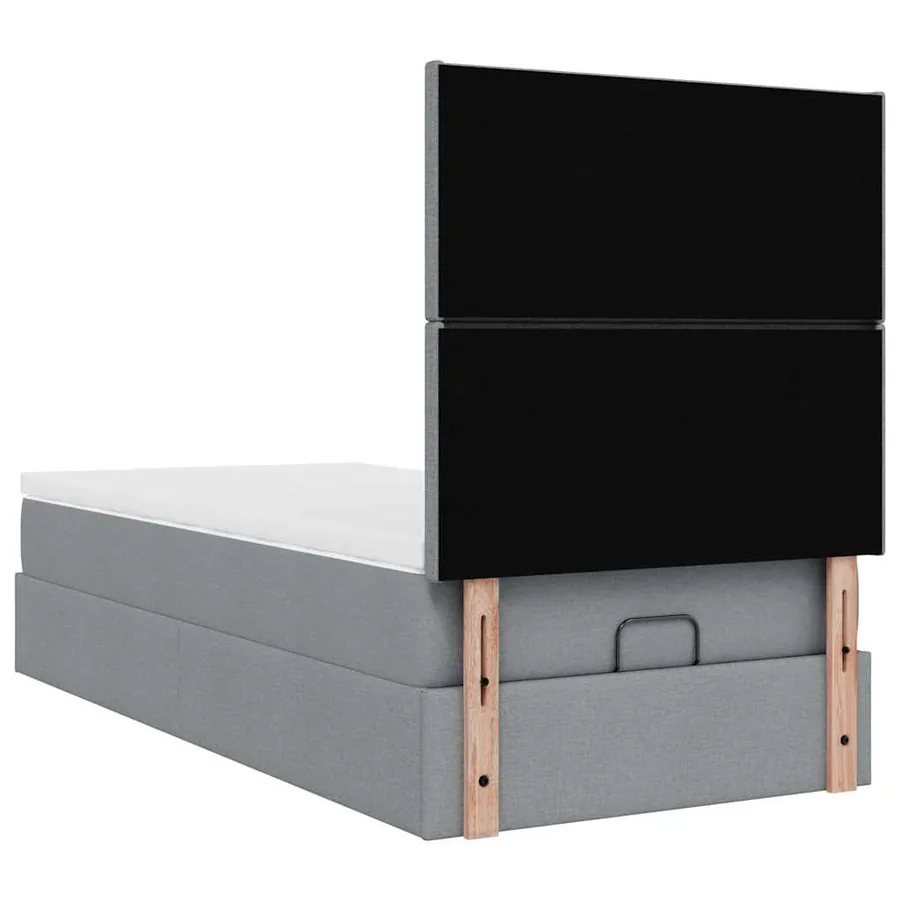 Cadre de lit ottoman et matelas gris clair 90x190 cm tissu - 12