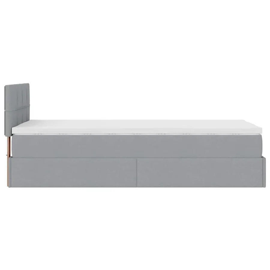 Cadre de lit ottoman et matelas gris clair 90x190 cm tissu - 10