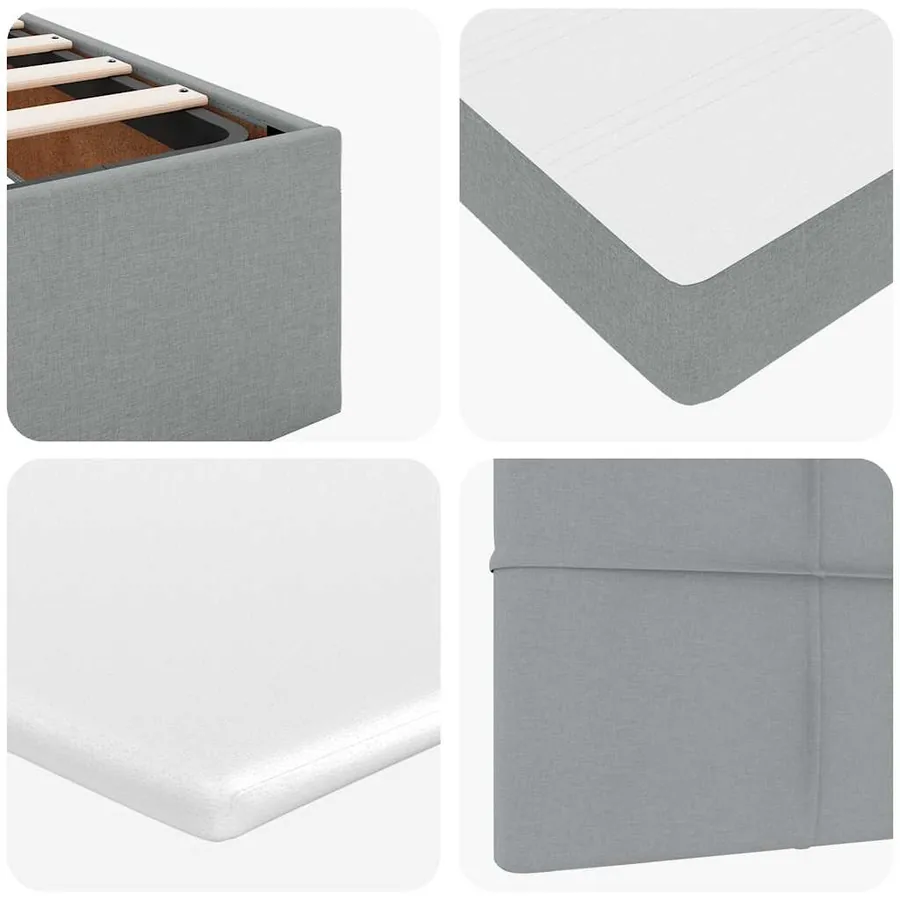 Cadre de lit ottoman et matelas gris clair 90x190 cm tissu - 14