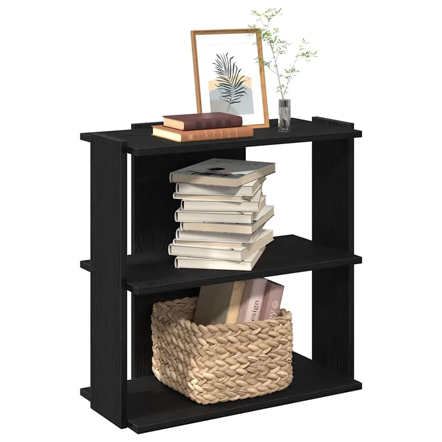 Bibliothèque à 3 niveaux noir 60x30x80 cm bois d'ingénierie