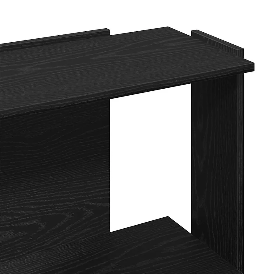 Bibliothèque à 3 niveaux noir 60x30x80 cm bois d'ingénierie - 7