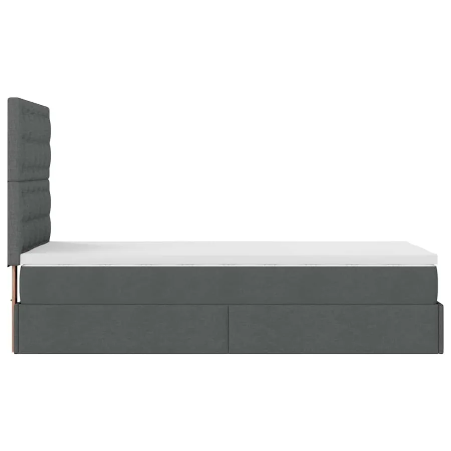 Cadre de lit ottoman avec matelas gris foncé 90x190 cm tissu - 10