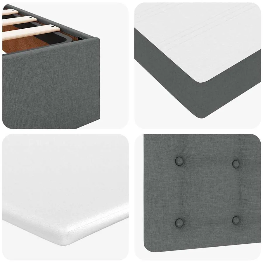 Cadre de lit ottoman avec matelas gris foncé 90x190 cm tissu - 13