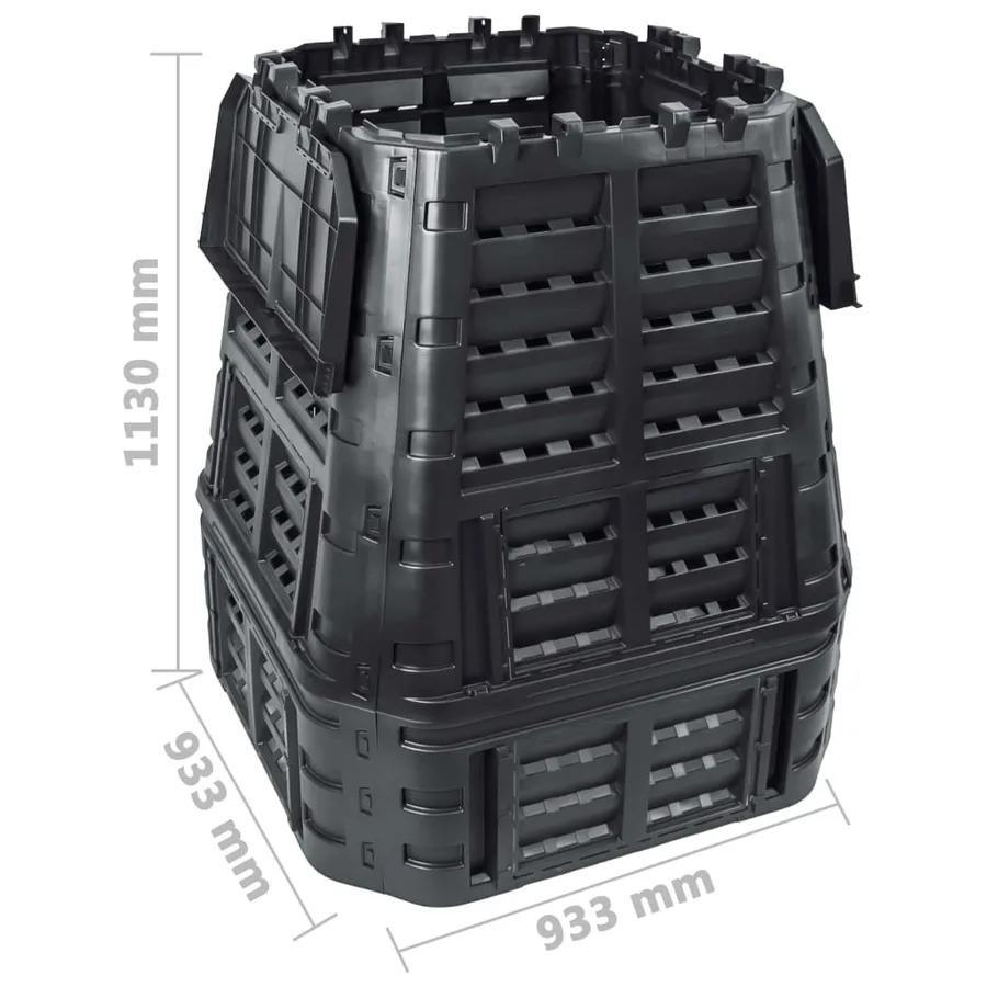 Composteur de jardin Noir 93,3x93,3x113 cm 740 L - 10