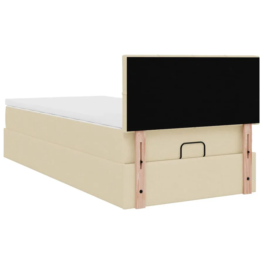 Cadre de lit ottoman avec matelas crème 90x190 cm tissu - 12