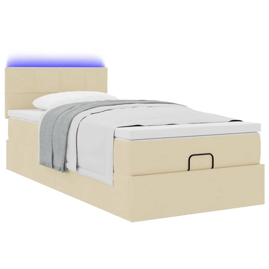 Cadre de lit ottoman avec matelas crème 90x190 cm tissu - 6