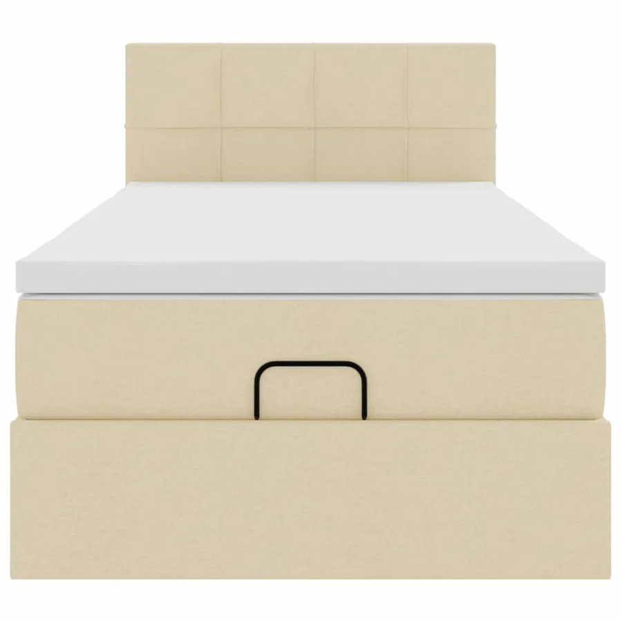 Cadre de lit ottoman avec matelas crème 90x190 cm tissu - 8