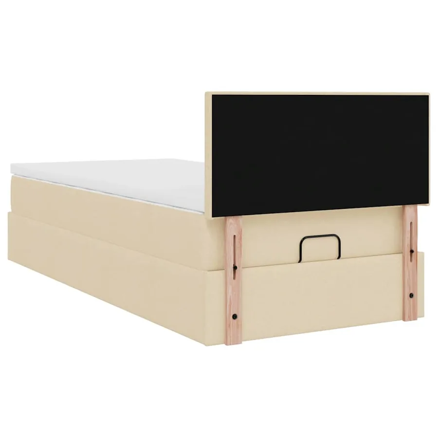 Cadre de lit ottoman avec matelas crème 90x190 cm tissu - 12
