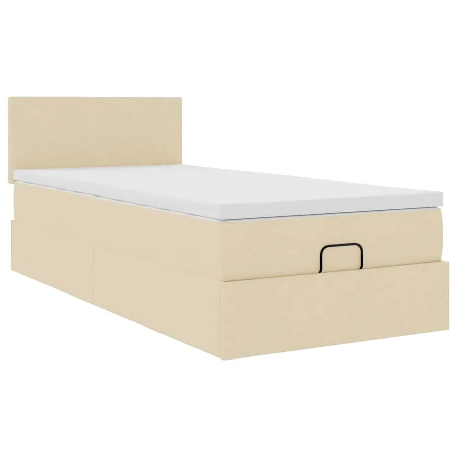 Cadre de lit ottoman avec matelas crème 90x190 cm tissu - 7