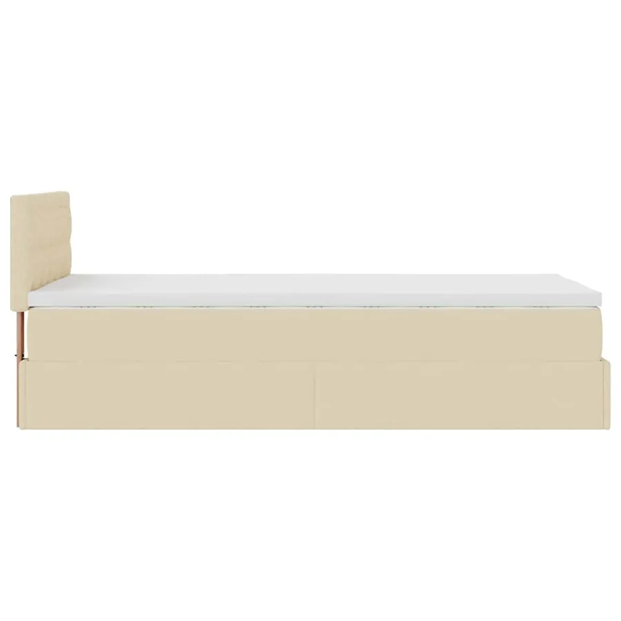 Cadre de lit ottoman avec matelas crème 90x190 cm tissu - 11
