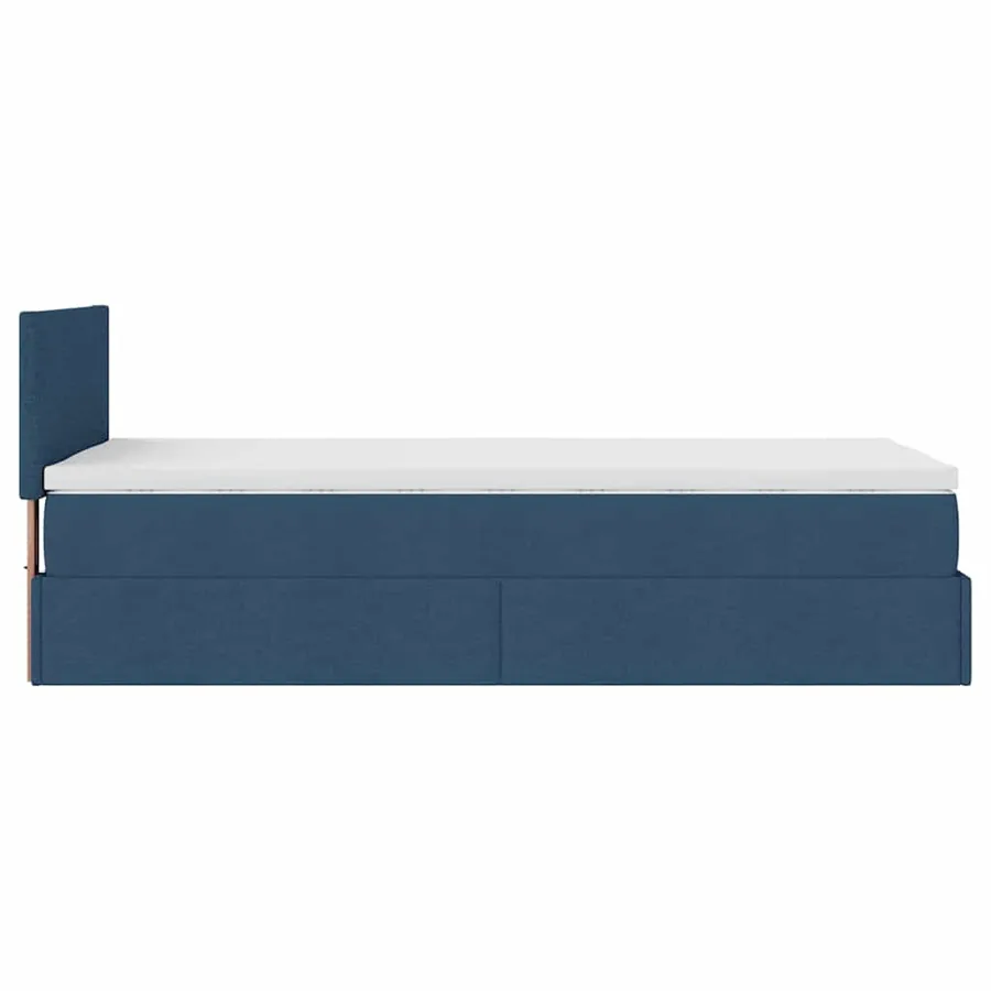 Cadre de lit ottoman avec matelas bleu 80x200 cm tissu - 11