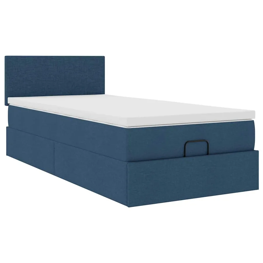 Cadre de lit ottoman avec matelas bleu 80x200 cm tissu - 7