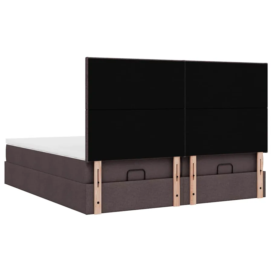 Cadre de lit ottoman avec matelas marron foncé 160x200 cm tissu - 9