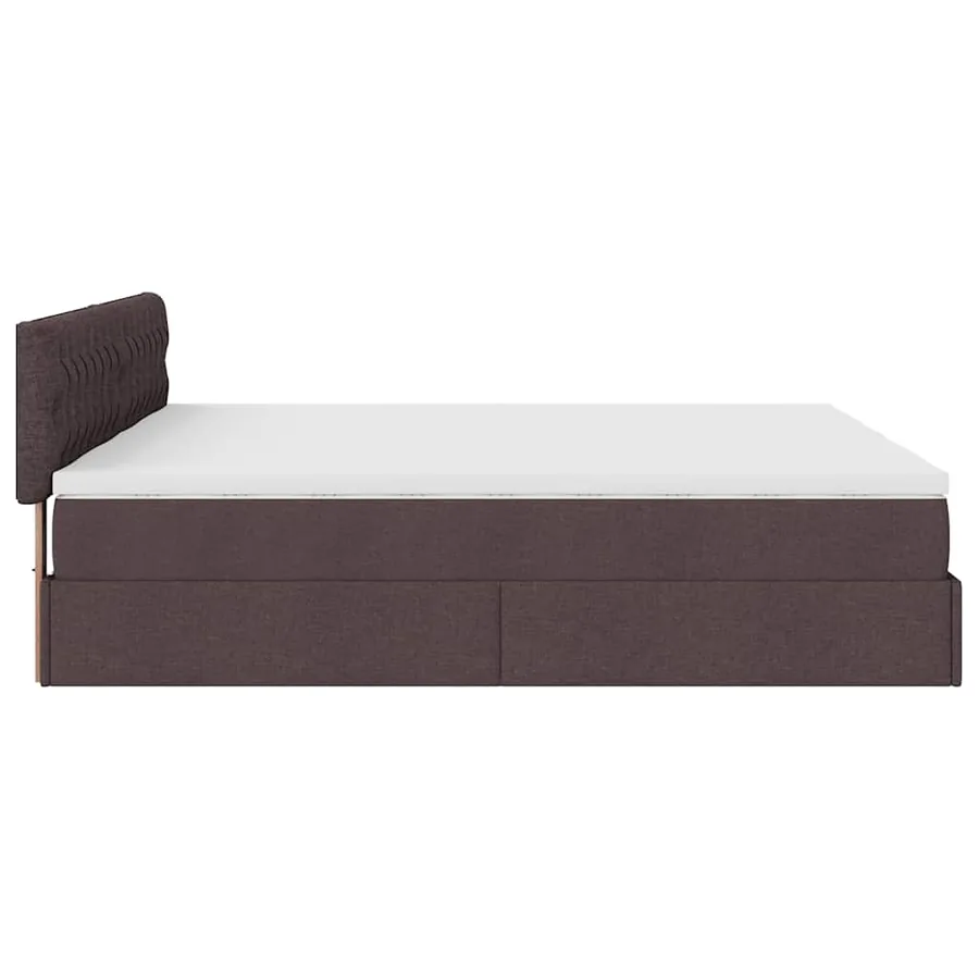 Cadre de lit ottoman avec matelas marron foncé 160x200 cm tissu - 11