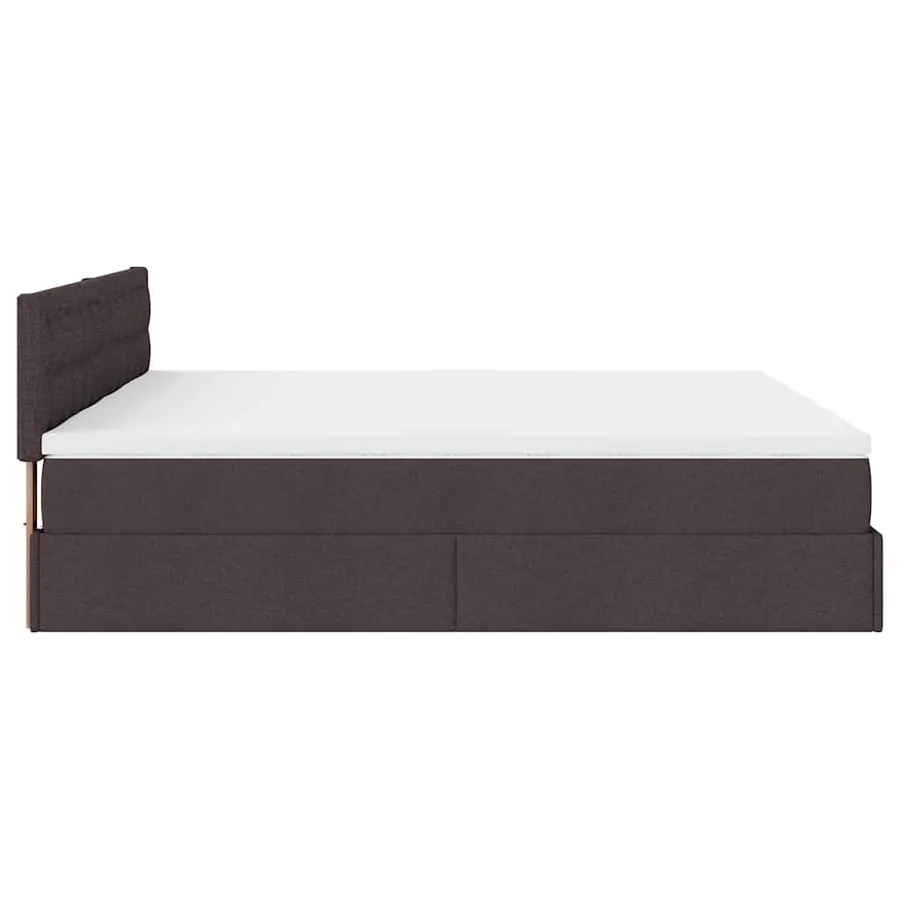 Cadre de lit ottoman avec matelas marron foncé 160x200 cm tissu - 11