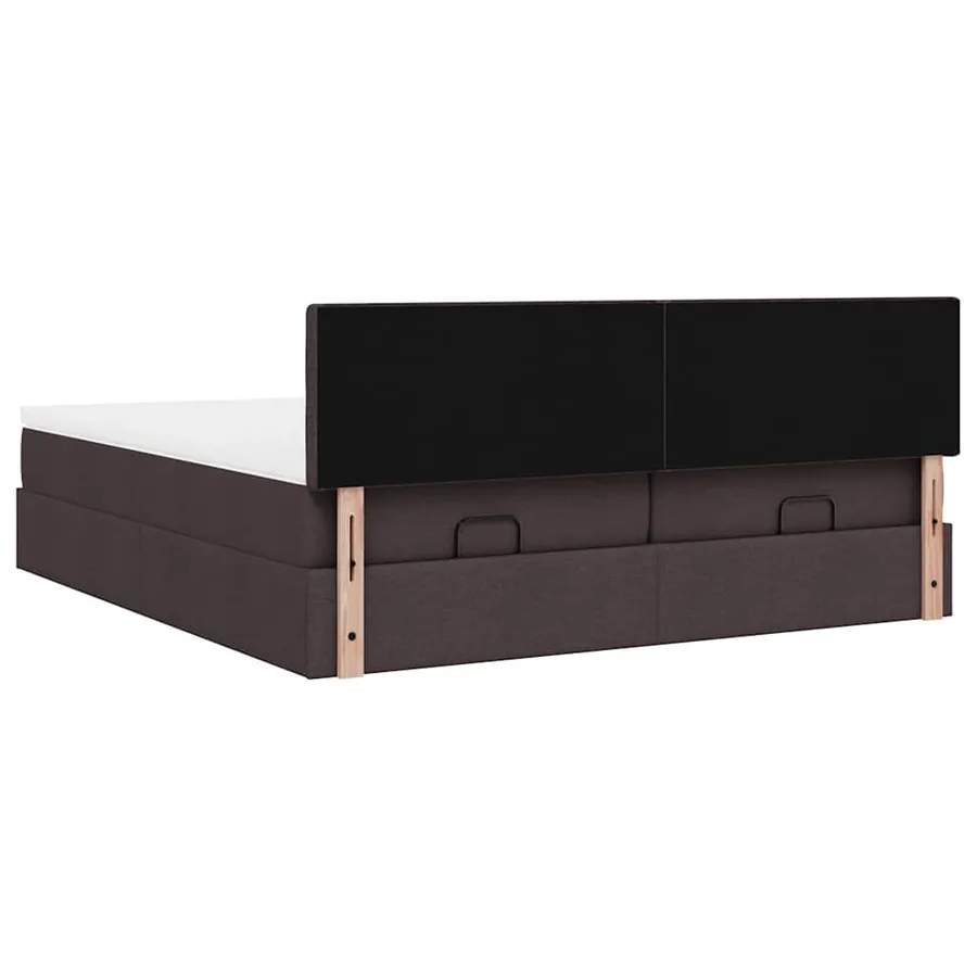 Cadre de lit ottoman avec matelas marron foncé 160x200 cm tissu - 12