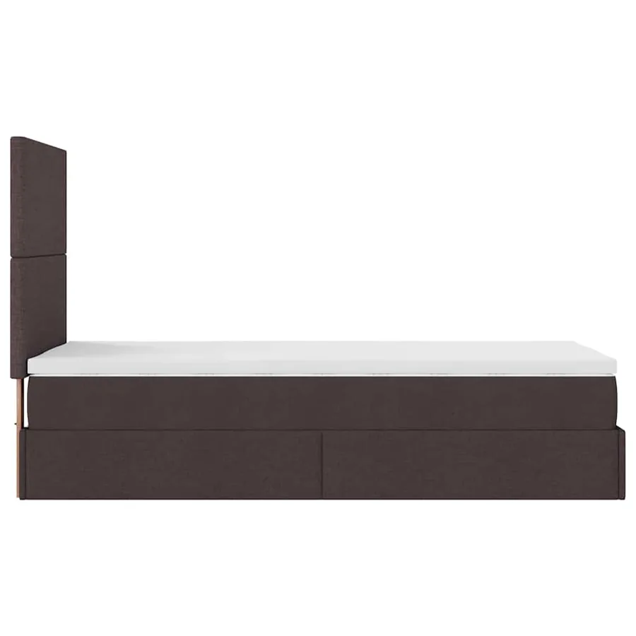 Cadre de lit ottoman avec matelas marron foncé 80x200 cm tissu - 10