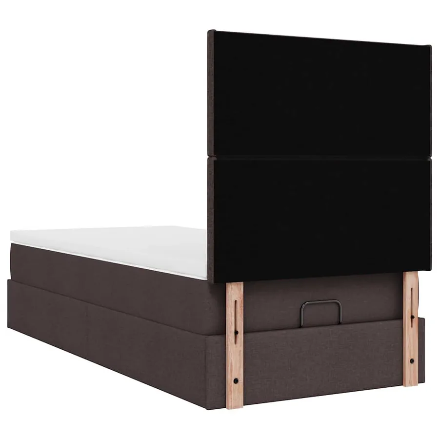 Cadre de lit ottoman avec matelas marron foncé 80x200 cm tissu - 11