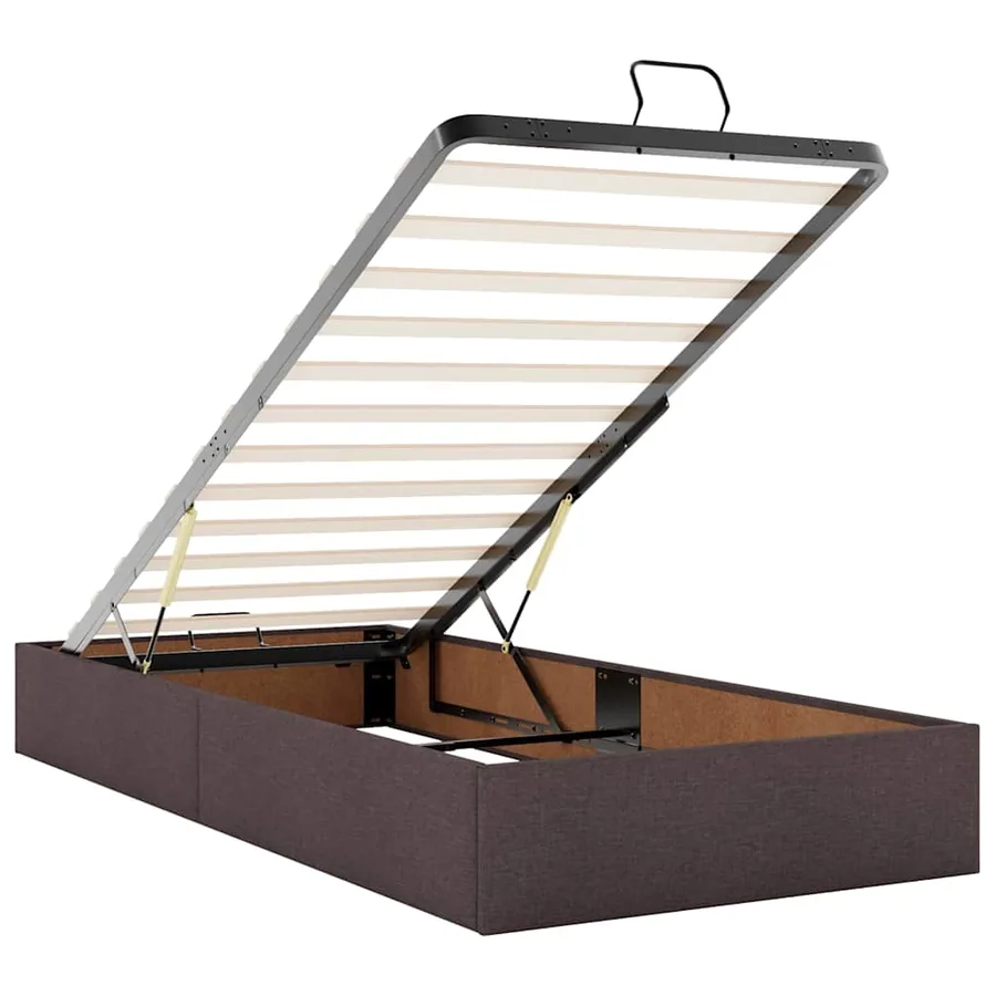 Cadre de lit ottoman avec matelas marron foncé 80x200 cm tissu - 12