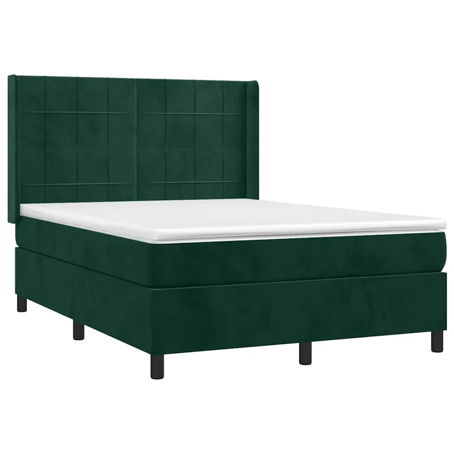 Sommier à lattes de lit et matelas Vert foncé 140x200cm Velours - 3
