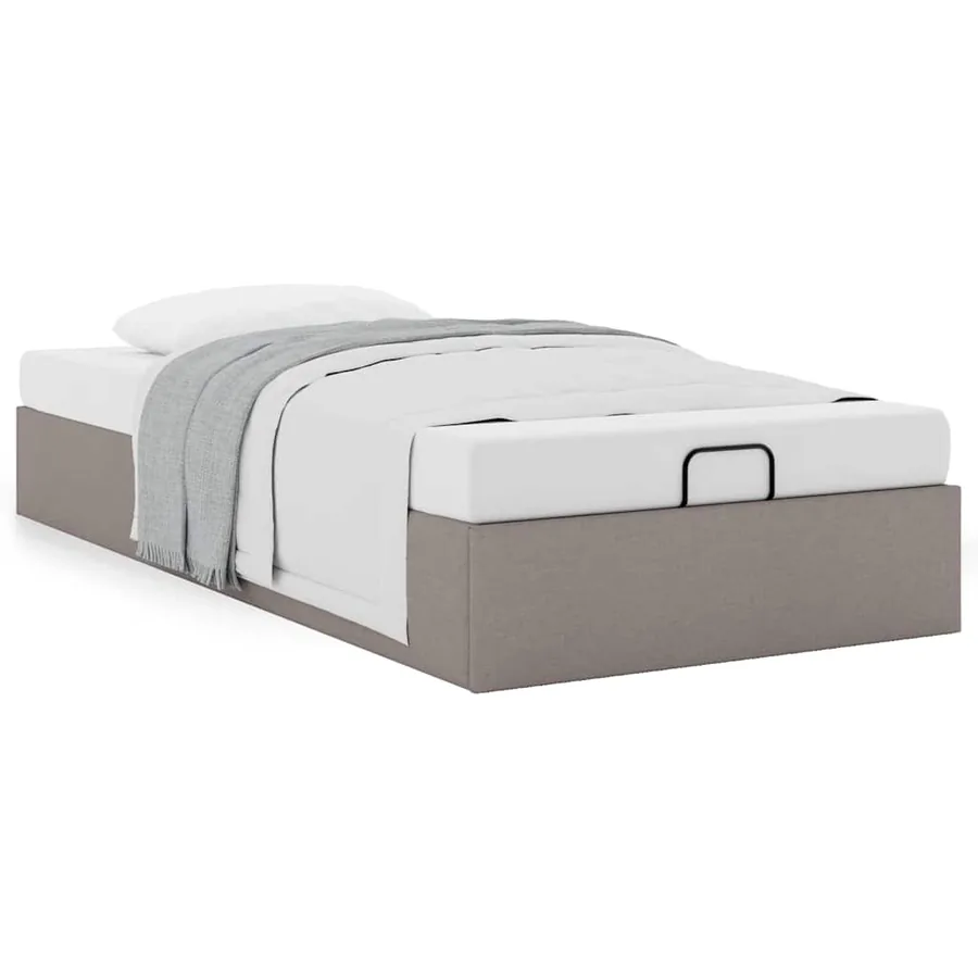 Cadre de lit ottoman sans matelas taupe 90x190 cm tissu - 4