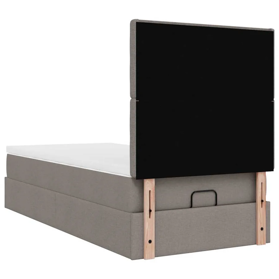 Cadre de lit ottoman avec matelas taupe 90x190 cm tissu - 12