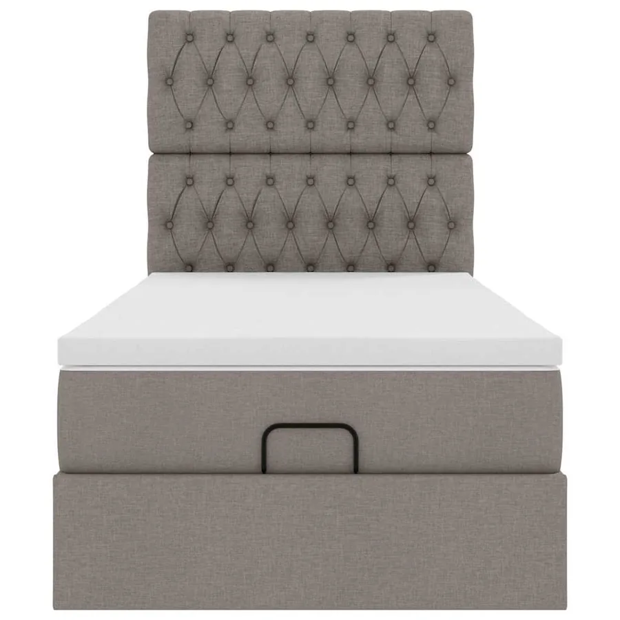 Cadre de lit ottoman avec matelas taupe 90x190 cm tissu - 8