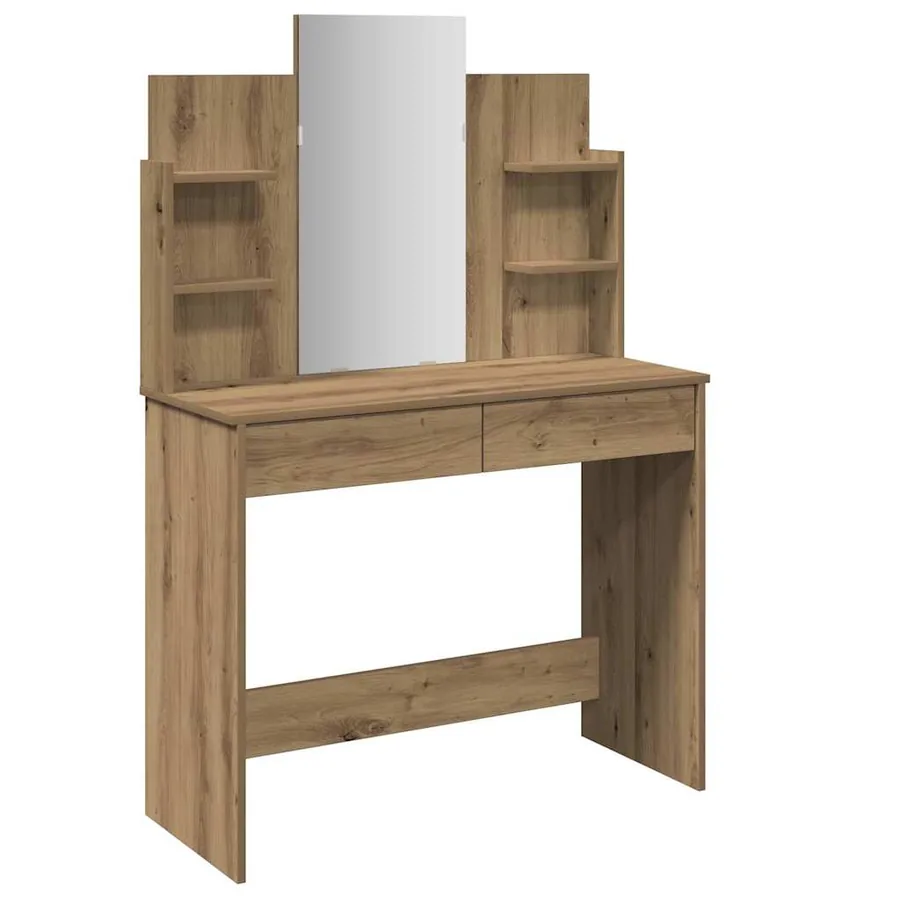 Coiffeuse avec miroir chêne artisanal 96x39x142 cm - 2