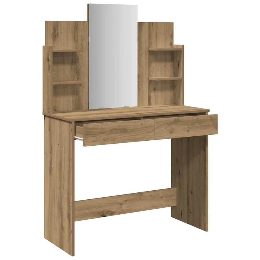 Coiffeuse avec miroir chêne artisanal 96x39x142 cm - 7