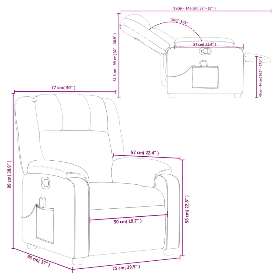 Fauteuil de massage inclinable rouge similicuir - 12