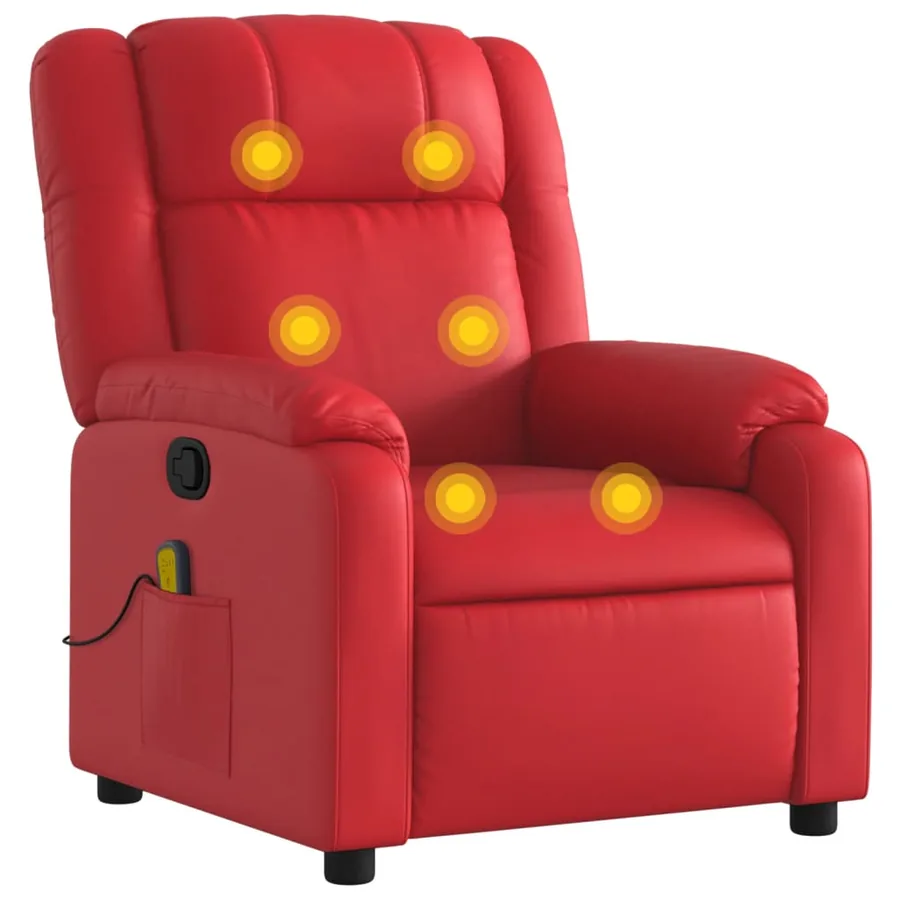 Fauteuil de massage inclinable rouge similicuir - 2