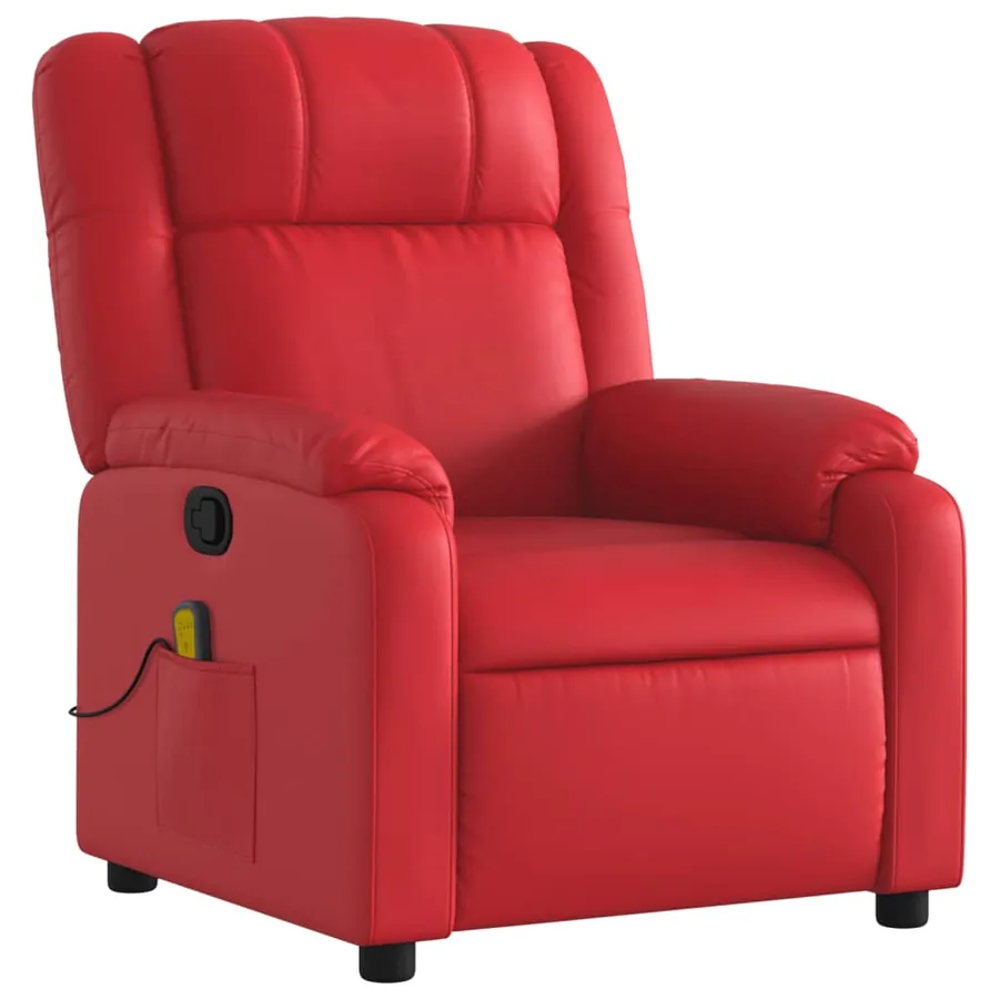 Fauteuil de massage inclinable rouge similicuir - 3