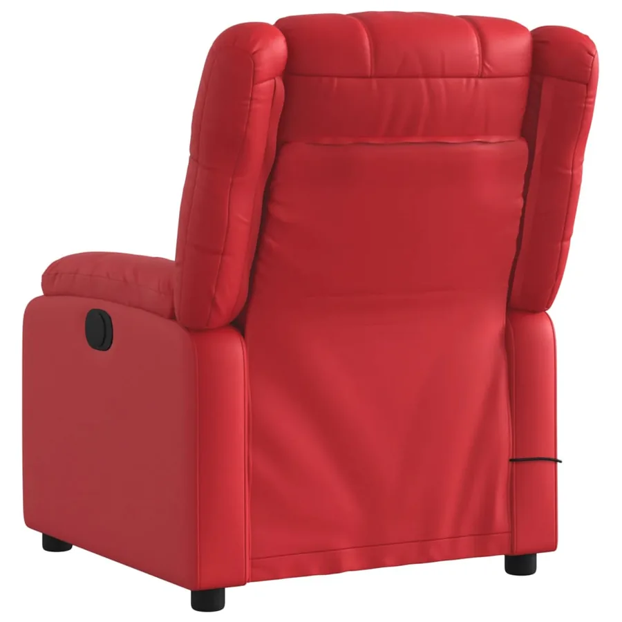Fauteuil de massage inclinable rouge similicuir - 4