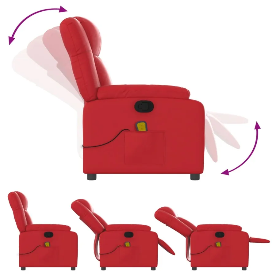 Fauteuil de massage inclinable rouge similicuir - 5