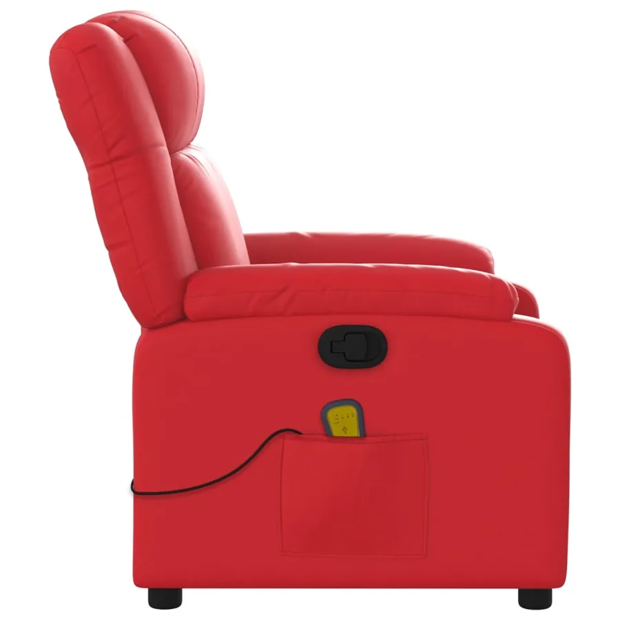 Fauteuil de massage inclinable rouge similicuir - 8