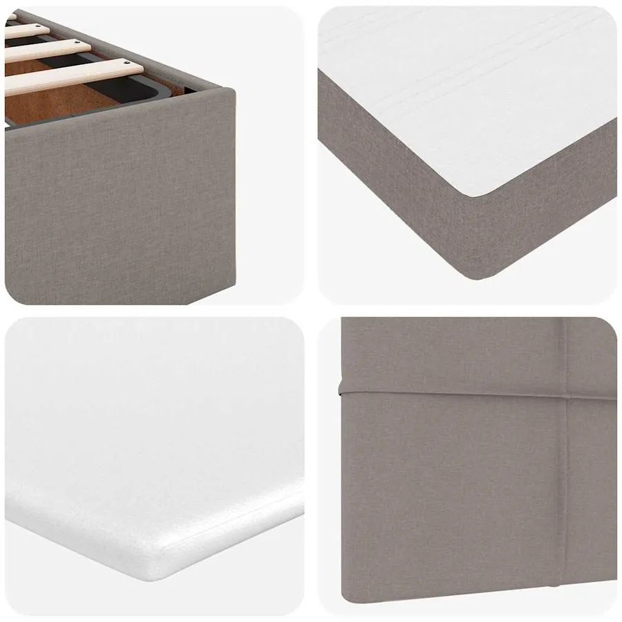 Cadre de lit ottoman avec matelas taupe 160x200 cm tissu - 14