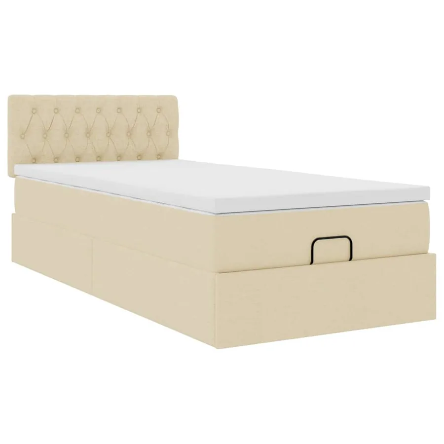 Cadre de lit ottoman avec matelas crème 80x200 cm tissu - 7