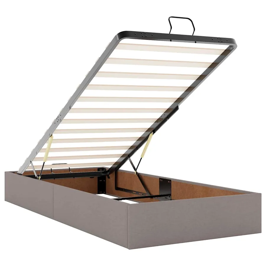 Cadre de lit ottoman avec matelas taupe 80x200 cm tissu - 13