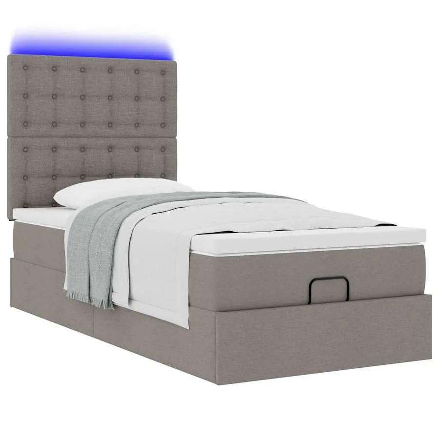 Cadre de lit ottoman avec matelas taupe 80x200 cm tissu - 6