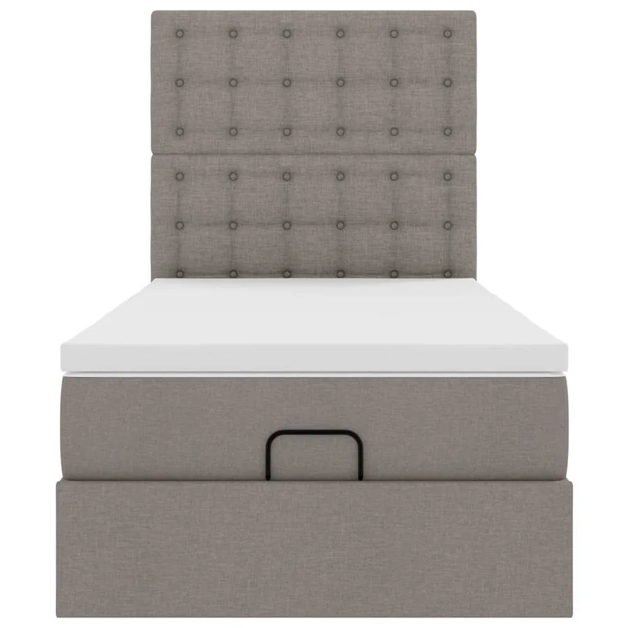 Cadre de lit ottoman avec matelas taupe 80x200 cm tissu - 8
