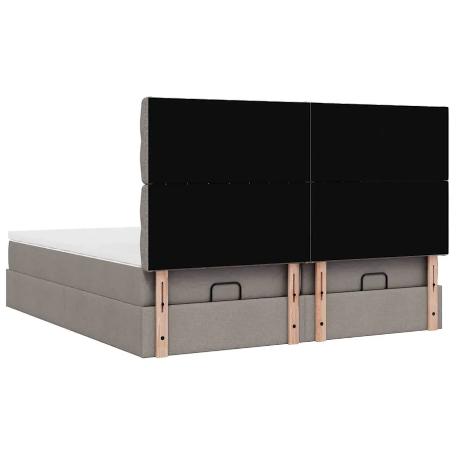 Cadre de lit ottoman avec matelas taupe 160x200 cm tissu - 10