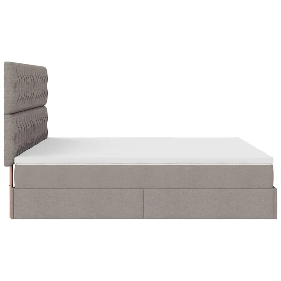 Cadre de lit ottoman avec matelas taupe 160x200 cm tissu - 9