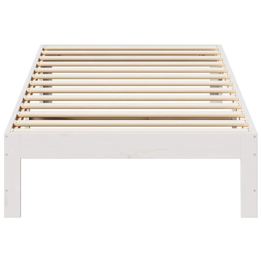 Cadre de lit sans matelas blanc 90x200 cm bois de pin massif - 5