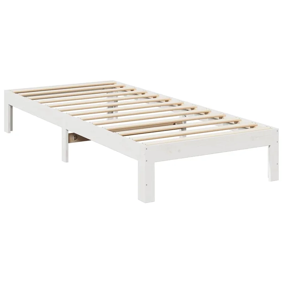 Cadre de lit sans matelas blanc 90x200 cm bois de pin massif - 7
