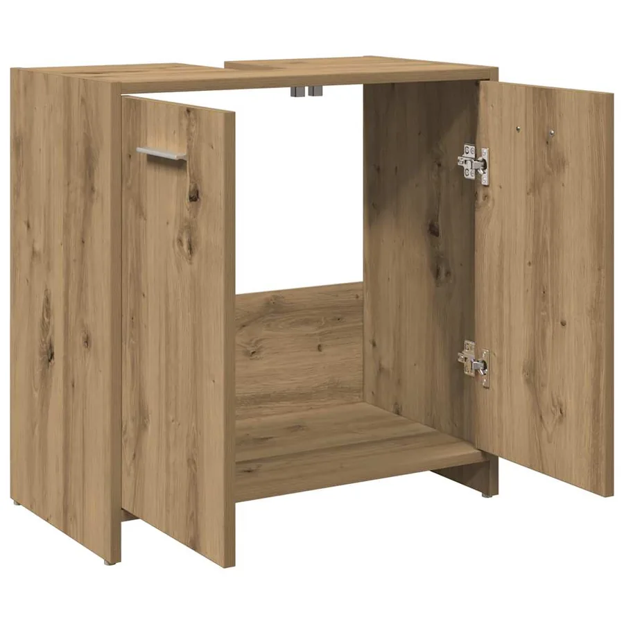 Armoire lavabo de salle de bain chêne artisanal 60x33x60 cm - 5
