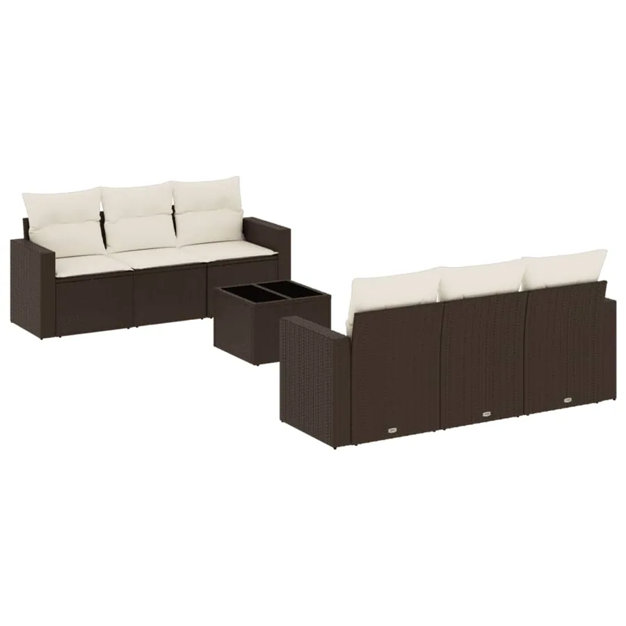 Salon de jardin avec coussins 7 pcs marron résine tressée - 2